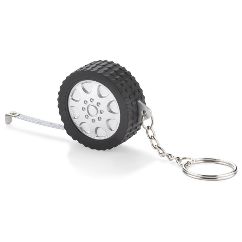 Brelok miara TIRE 1 m plastikowy srebrny