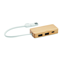 3-portowy bambusowy hub USB HUBBAM