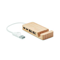 4-portowy bambusowy hub USB HUBSTAND