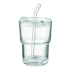 Szklany kubek ze słomką 400ml SIP