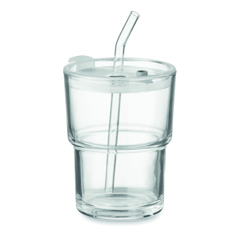 Szklany kubek ze słomką 400ml SIP
