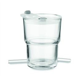 Szklany kubek ze słomką 400ml SIP