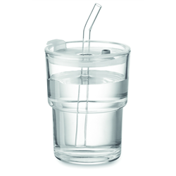 Szklany kubek ze słomką 400ml SIP