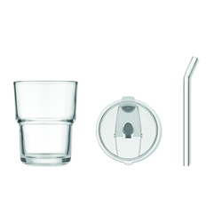 Szklany kubek ze słomką 400ml SIP