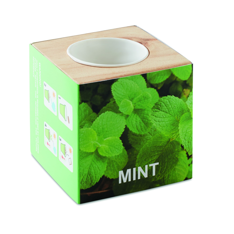 Drewniany pojemnik z ziołami MENTA