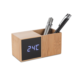Zegar z przybornikiem na biurko BAMBOO