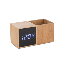 Zegar z przybornikiem na biurko BAMBOO